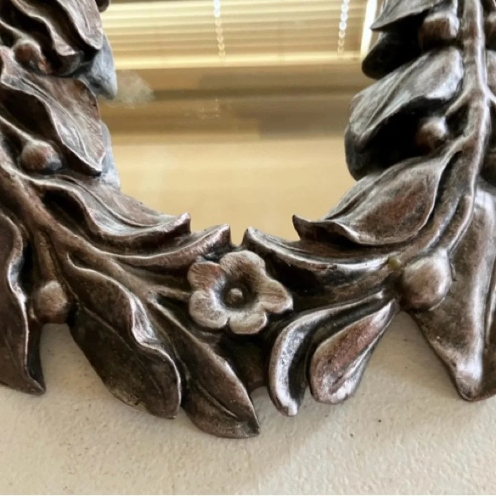 Rare Oval Wall Mirror Leaves and Berries Frame Vintage Retro